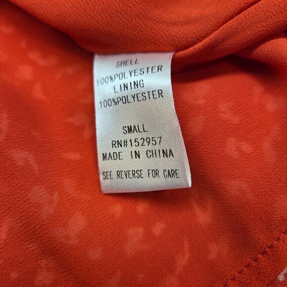 Callie Mac Women's Dress Small S Red Print Short  Sleeves  Sun Misses Size 4 6 - Picture 5 of 7
